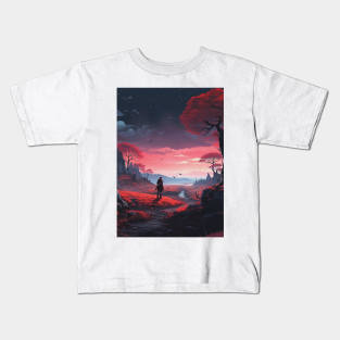 Dark Fantasy Anime Landscape Kids T-Shirt